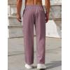 imageCOOFANDY Mens Casual Pants Drawstring Elastic Waist Pants Linen Summer Beach PantsDark Red