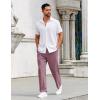 imageCOOFANDY Mens Casual Pants Drawstring Elastic Waist Pants Linen Summer Beach PantsDark Red