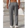 imageCOOFANDY Mens Casual Pants Drawstring Elastic Waist Pants Linen Summer Beach PantsDeep Grey