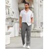 imageCOOFANDY Mens Casual Pants Drawstring Elastic Waist Pants Linen Summer Beach PantsDeep Grey