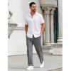 imageCOOFANDY Mens Casual Pants Drawstring Elastic Waist Pants Linen Summer Beach PantsDeep Grey