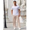 imageCOOFANDY Mens Casual Pants Drawstring Elastic Waist Pants Linen Summer Beach PantsKhaki