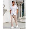 imageCOOFANDY Mens Casual Pants Drawstring Elastic Waist Pants Linen Summer Beach PantsKhaki