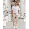 imageCOOFANDY Mens Casual Pants Drawstring Elastic Waist Pants Linen Summer Beach PantsKhaki