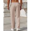 imageCOOFANDY Mens Casual Pants Drawstring Elastic Waist Pants Linen Summer Beach PantsKhaki