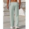 imageCOOFANDY Mens Casual Pants Drawstring Elastic Waist Pants Linen Summer Beach PantsLight Green