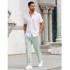 imageCOOFANDY Mens Casual Pants Drawstring Elastic Waist Pants Linen Summer Beach PantsLight Green