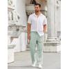 imageCOOFANDY Mens Casual Pants Drawstring Elastic Waist Pants Linen Summer Beach PantsLight Green