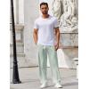 imageCOOFANDY Mens Casual Pants Drawstring Elastic Waist Pants Linen Summer Beach PantsLight Green