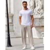 imageCOOFANDY Mens Casual Pants Drawstring Elastic Waist Pants Linen Summer Beach PantsLight Grey