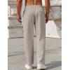 imageCOOFANDY Mens Casual Pants Drawstring Elastic Waist Pants Linen Summer Beach PantsLight Grey