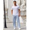 imageCOOFANDY Mens Casual Pants Drawstring Elastic Waist Pants Linen Summer Beach PantsNavy Blue
