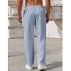 imageCOOFANDY Mens Casual Pants Drawstring Elastic Waist Pants Linen Summer Beach PantsNavy Blue