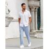 imageCOOFANDY Mens Casual Pants Drawstring Elastic Waist Pants Linen Summer Beach PantsNavy Blue