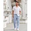 imageCOOFANDY Mens Casual Pants Drawstring Elastic Waist Pants Linen Summer Beach PantsNavy Blue