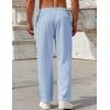 imageCOOFANDY Mens Casual Pants Drawstring Elastic Waist Pants Linen Summer Beach PantsSky Blue