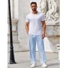 imageCOOFANDY Mens Casual Pants Drawstring Elastic Waist Pants Linen Summer Beach PantsSky Blue