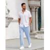 imageCOOFANDY Mens Casual Pants Drawstring Elastic Waist Pants Linen Summer Beach PantsSky Blue