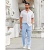 imageCOOFANDY Mens Casual Pants Drawstring Elastic Waist Pants Linen Summer Beach PantsSky Blue