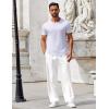 imageCOOFANDY Mens Casual Pants Drawstring Elastic Waist Pants Linen Summer Beach PantsWhite