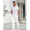imageCOOFANDY Mens Casual Pants Drawstring Elastic Waist Pants Linen Summer Beach PantsWhite
