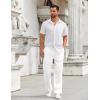 imageCOOFANDY Mens Casual Pants Drawstring Elastic Waist Pants Linen Summer Beach PantsWhite