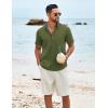 imageCOOFANDY Mens Casual Short Sleeve Shirt Button Down Summer Beach Shirt Textured Shirts with PocketArmy Green