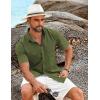 imageCOOFANDY Mens Casual Short Sleeve Shirt Button Down Summer Beach Shirt Textured Shirts with PocketArmy Green