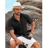 imageCOOFANDY Mens Casual Short Sleeve Shirt Button Down Summer Beach Shirt Textured Shirts with PocketBlack