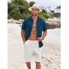 imageCOOFANDY Mens Casual Short Sleeve Shirt Button Down Summer Beach Shirt Textured Shirts with PocketDark Blue