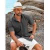 imageCOOFANDY Mens Casual Short Sleeve Shirt Button Down Summer Beach Shirt Textured Shirts with PocketDark Grey