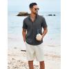 imageCOOFANDY Mens Casual Short Sleeve Shirt Button Down Summer Beach Shirt Textured Shirts with PocketDark Grey