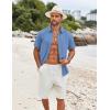 imageCOOFANDY Mens Casual Short Sleeve Shirt Button Down Summer Beach Shirt Textured Shirts with PocketGrey Blue