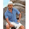 imageCOOFANDY Mens Casual Short Sleeve Shirt Button Down Summer Beach Shirt Textured Shirts with PocketGrey Blue