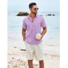imageCOOFANDY Mens Casual Short Sleeve Shirt Button Down Summer Beach Shirt Textured Shirts with PocketLavender