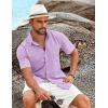 imageCOOFANDY Mens Casual Short Sleeve Shirt Button Down Summer Beach Shirt Textured Shirts with PocketLavender