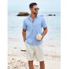 imageCOOFANDY Mens Casual Short Sleeve Shirt Button Down Summer Beach Shirt Textured Shirts with PocketLight Blue