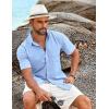 imageCOOFANDY Mens Casual Short Sleeve Shirt Button Down Summer Beach Shirt Textured Shirts with PocketLight Blue