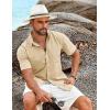 imageCOOFANDY Mens Casual Short Sleeve Shirt Button Down Summer Beach Shirt Textured Shirts with PocketLight Brown