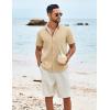 imageCOOFANDY Mens Casual Short Sleeve Shirt Button Down Summer Beach Shirt Textured Shirts with PocketLight Brown