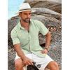 imageCOOFANDY Mens Casual Short Sleeve Shirt Button Down Summer Beach Shirt Textured Shirts with PocketLight Green
