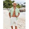 imageCOOFANDY Mens Casual Short Sleeve Shirt Button Down Summer Beach Shirt Textured Shirts with PocketLight Green
