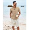 imageCOOFANDY Mens Casual Short Sleeve Shirt Button Down Summer Beach Shirt Textured Shirts with PocketLight Khaki