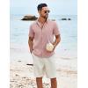 imageCOOFANDY Mens Casual Short Sleeve Shirt Button Down Summer Beach Shirt Textured Shirts with PocketLight Pink