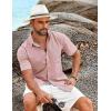 imageCOOFANDY Mens Casual Short Sleeve Shirt Button Down Summer Beach Shirt Textured Shirts with PocketLight Pink