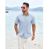imageCOOFANDY Mens Casual Short Sleeve Shirt Button Down Summer Beach Shirt Textured Shirts with PocketSky Blue
