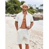 imageCOOFANDY Mens Casual Short Sleeve Shirt Button Down Summer Beach Shirt Textured Shirts with PocketWhite