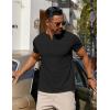 imageCOOFANDY Mens Cotton Henley TShirts Short Sleeve Button Casual Basic Tees Work Shirts with Split SideBlack