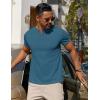 imageCOOFANDY Mens Cotton Henley TShirts Short Sleeve Button Casual Basic Tees Work Shirts with Split SideGrey Blue
