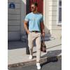 imageCOOFANDY Mens Cotton Henley TShirts Short Sleeve Button Casual Basic Tees Work Shirts with Split SideLight Blue